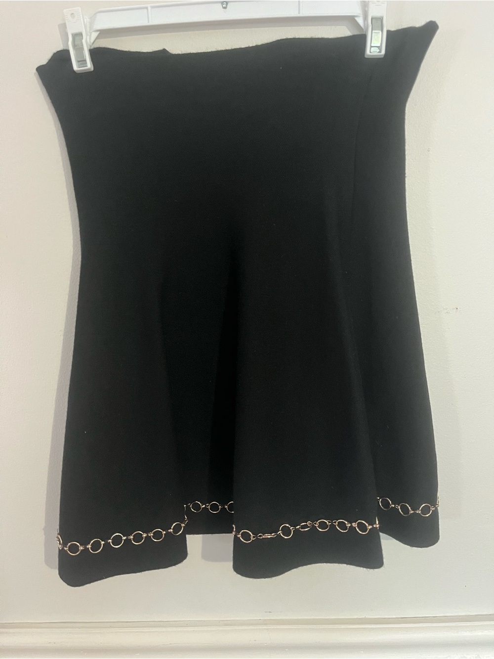 Zara Black Skater Skirt with Gold Chain Hem